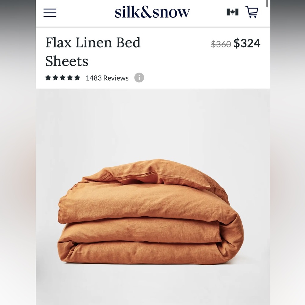 $366.12 Silk&Snow 100% Flax Linen Copper Duvet Cover, King